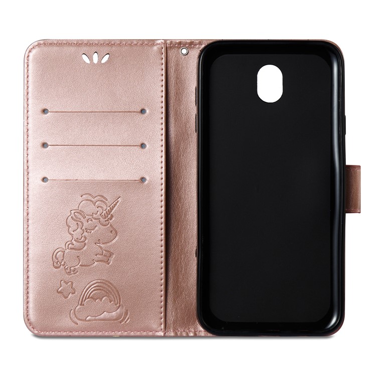 Imprinted Unicorn Pattern Leather Wallet Shell for Samsung Galaxy J7 (2017) EU Version / J7 Pro (2017) - Rose Gold-13