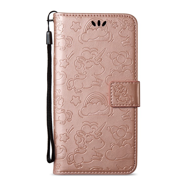 Imprinted Unicorn Pattern Leather Wallet Shell for Samsung Galaxy J7 (2017) EU Version / J7 Pro (2017) - Rose Gold-7