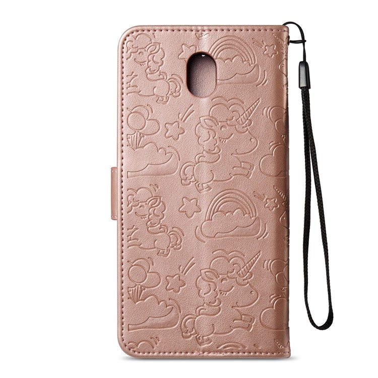 Imprinted Unicorn Pattern Leather Wallet Shell for Samsung Galaxy J7 (2017) EU Version / J7 Pro (2017) - Rose Gold-8