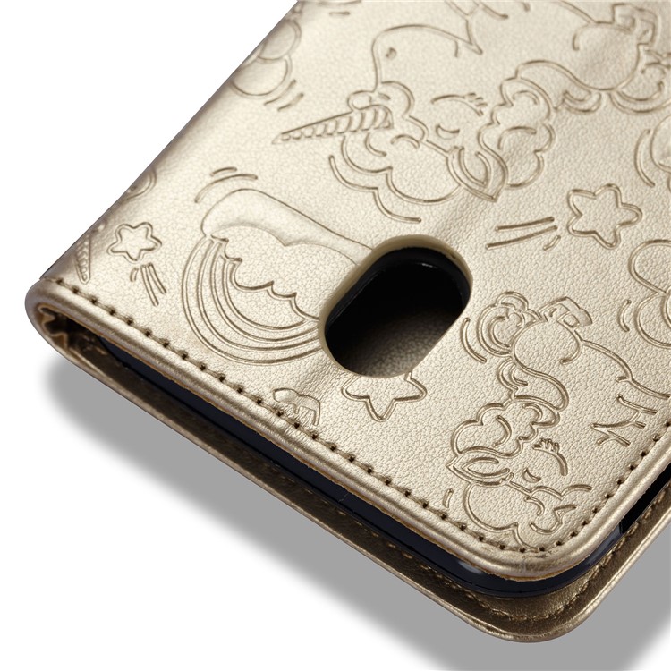 Imprinted Unicorn Pattern Leather Stand Case for Samsung Galaxy J7 (2017) EU Version / J7 Pro (2017) - Gold-8