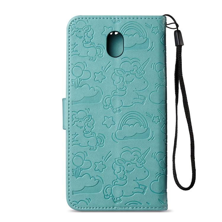 Imprinted Unicorn Pattern Leather Stand Cover for Samsung Galaxy J7 (2017) EU Version / J7 Pro (2017) - Cyan-4