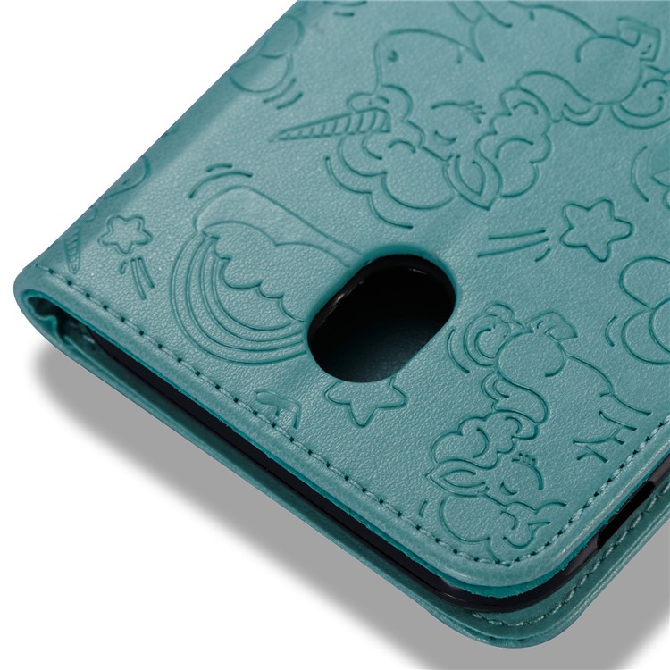 Imprinted Unicorn Pattern Leather Stand Cover for Samsung Galaxy J7 (2017) EU Version / J7 Pro (2017) - Cyan-8