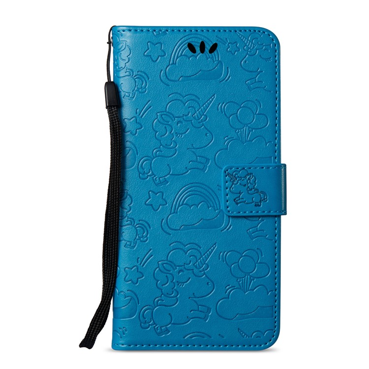 Imprinted Unicorn Pattern Leather Wallet Flip Case for Samsung Galaxy J7 (2017) EU Version / J7 Pro (2017) - Blue-3