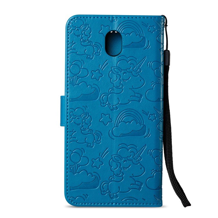 Imprinted Unicorn Pattern Leather Wallet Flip Case for Samsung Galaxy J7 (2017) EU Version / J7 Pro (2017) - Blue-4