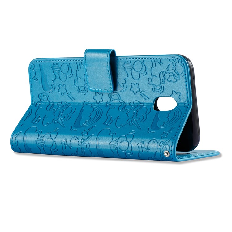 Imprinted Unicorn Pattern Leather Wallet Flip Case for Samsung Galaxy J7 (2017) EU Version / J7 Pro (2017) - Blue-5