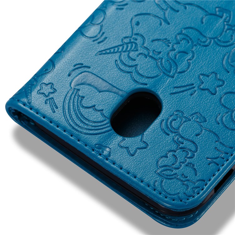 Imprinted Unicorn Pattern Leather Wallet Flip Case for Samsung Galaxy J7 (2017) EU Version / J7 Pro (2017) - Blue-8