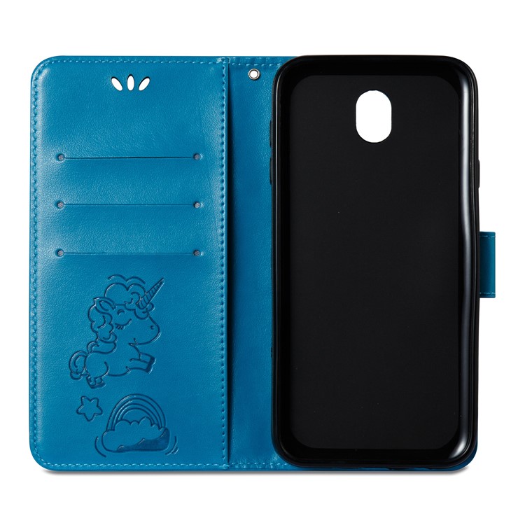 Imprinted Unicorn Pattern Leather Wallet Flip Case for Samsung Galaxy J7 (2017) EU Version / J7 Pro (2017) - Blue-9