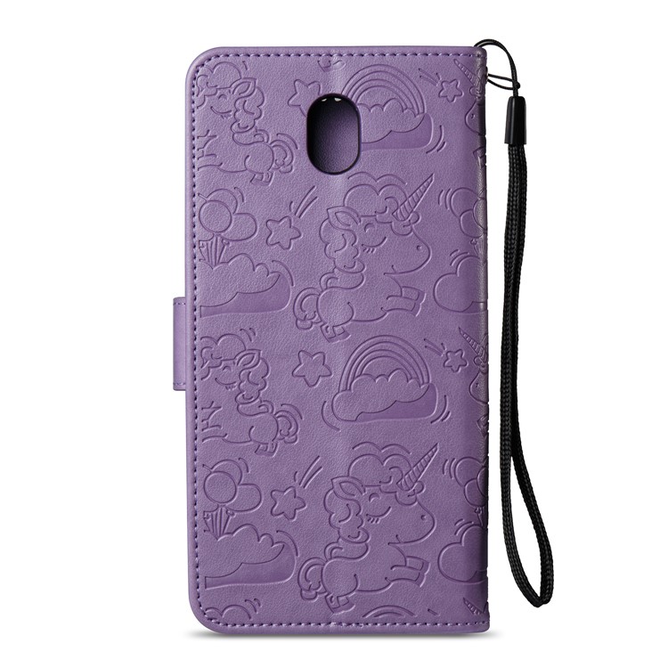 Imprinted Unicorn Pattern Leather Wallet Mobile Cover for Samsung Galaxy J7 (2017) EU Version / J7 Pro (2017) - Purple-4