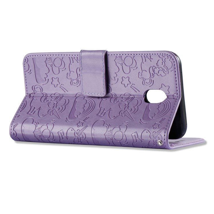 Imprinted Unicorn Pattern Leather Wallet Mobile Cover for Samsung Galaxy J7 (2017) EU Version / J7 Pro (2017) - Purple-5