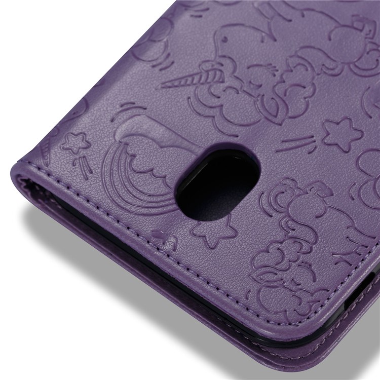 Imprinted Unicorn Pattern Leather Wallet Mobile Cover for Samsung Galaxy J7 (2017) EU Version / J7 Pro (2017) - Purple-8