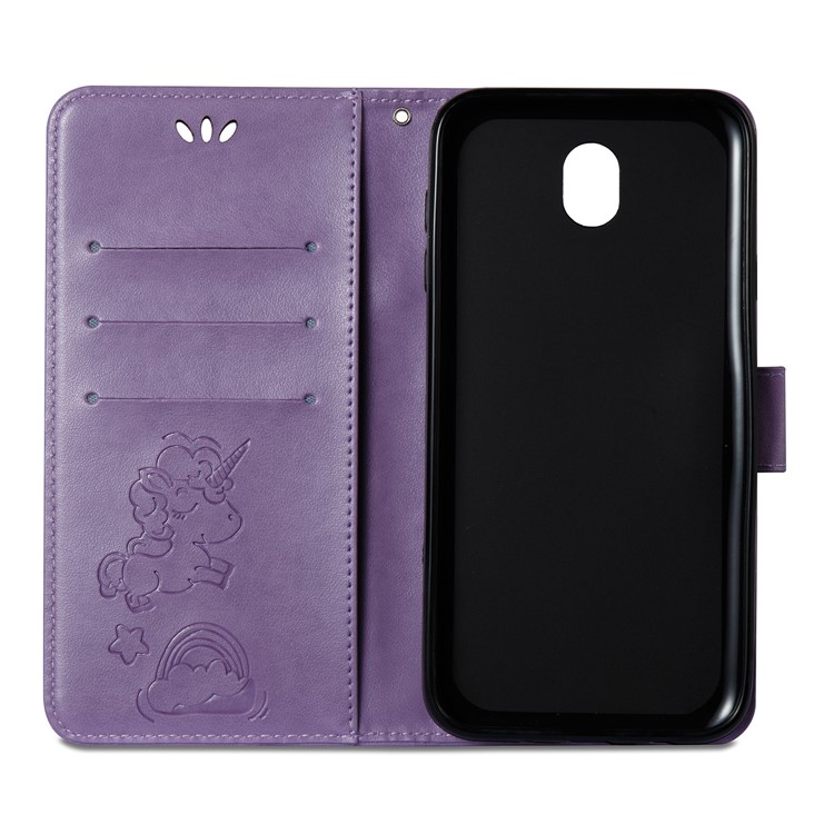 Imprinted Unicorn Pattern Leather Wallet Mobile Cover for Samsung Galaxy J7 (2017) EU Version / J7 Pro (2017) - Purple-9