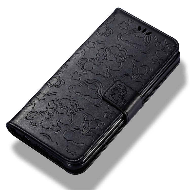 Imprint Unicorn Cloud Wallet Stand Leather Case with Strap for Samsung Galaxy Note 8 - Black-7