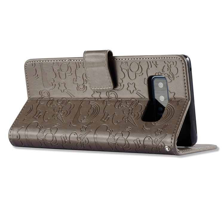 For Samsung Galaxy Note 8 Imprint Unicorn Cloud Wallet Stand Leather Cover Accessory with Strap - Brown-5
