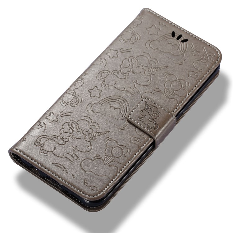 For Samsung Galaxy Note 8 Imprint Unicorn Cloud Wallet Stand Leather Cover Accessory with Strap - Brown-7