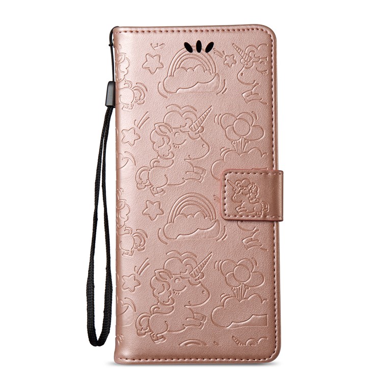 For Samsung Galaxy Note 8 Imprint Unicorn Cloud Wallet PU Leather Cover with Stand - Rose Gold-7