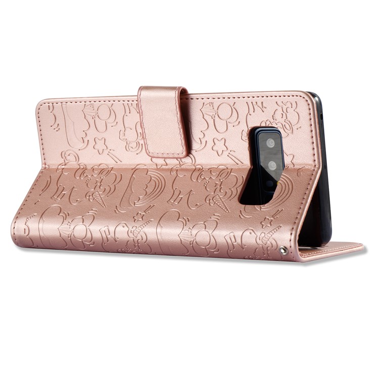 For Samsung Galaxy Note 8 Imprint Unicorn Cloud Wallet PU Leather Cover with Stand - Rose Gold-9