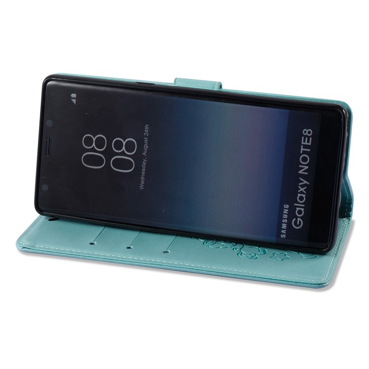 Imprint Unicorn Cloud Wallet Stand Leather Mobile Protective Cover Accessory with Strap for Samsung Galaxy Note 8 - Cyan-6