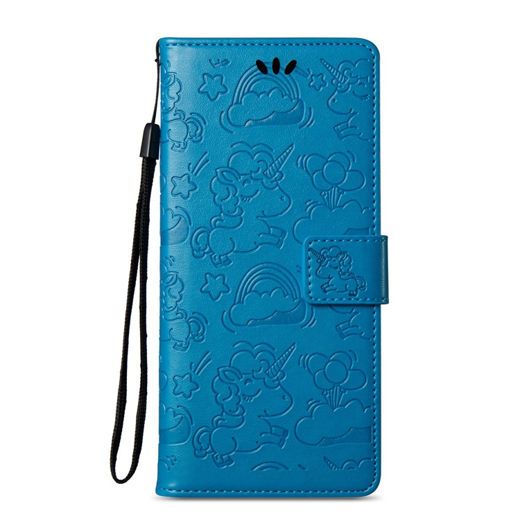 Imprint Unicorn Cloud Wallet Stand Leather Phone Cover for Samsung Galaxy Note 8 - Blue-3