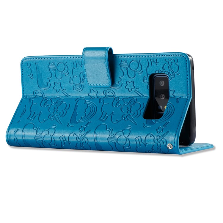 Imprint Unicorn Cloud Wallet Stand Leather Phone Cover for Samsung Galaxy Note 8 - Blue-5