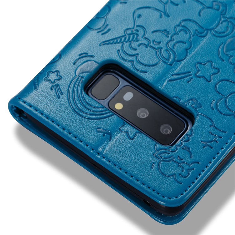 Imprint Unicorn Cloud Wallet Stand Leather Phone Cover for Samsung Galaxy Note 8 - Blue-8
