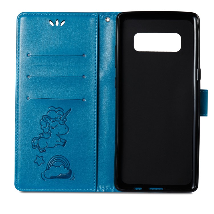 Imprint Unicorn Cloud Wallet Stand Leather Phone Cover for Samsung Galaxy Note 8 - Blue-9