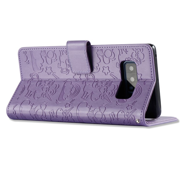 Imprint Unicorn Cloud Wallet Leather Phone Stand Case for Samsung Galaxy Note 8 - Purple-5