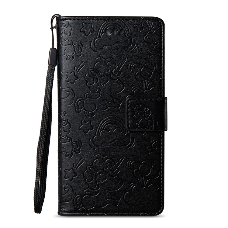 Imprint Unicorn Cloud Leather Wallet Case with Strap for Samsung Galaxy J5 (2016) J510 - Black-3