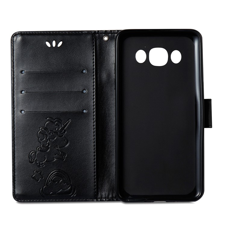 Imprint Unicorn Cloud Leather Wallet Case with Strap for Samsung Galaxy J5 (2016) J510 - Black-8