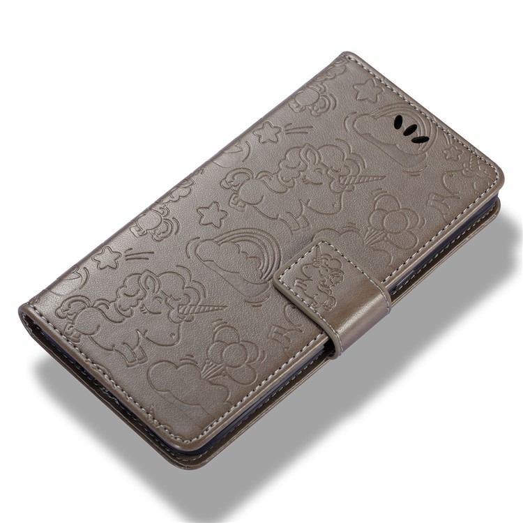 Imprint Unicorn Cloud Leather Wallet Cover with Strap for Samsung Galaxy J5 (2016) J510 - Brown-6