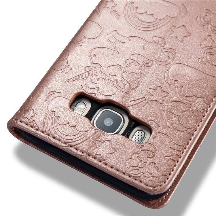 Imprint Unicorn Cloud Leather Wallet Shell with Stand for Samsung Galaxy J5 (2016) J510 - Rose Gold-12