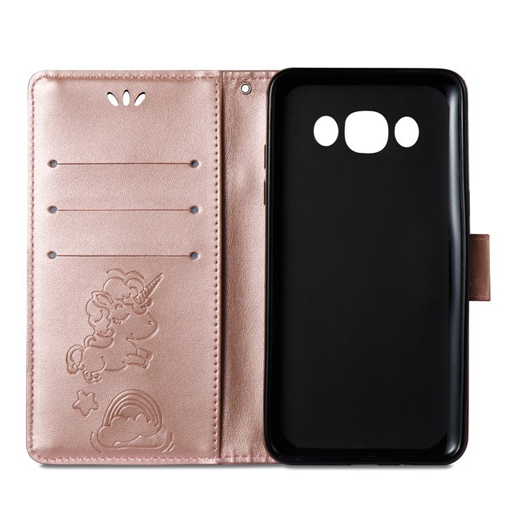 Imprint Unicorn Cloud Leather Wallet Shell with Stand for Samsung Galaxy J5 (2016) J510 - Rose Gold-13