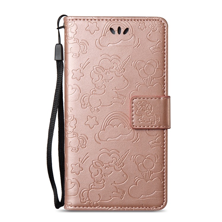 Imprint Unicorn Cloud Leather Wallet Shell with Stand for Samsung Galaxy J5 (2016) J510 - Rose Gold-7