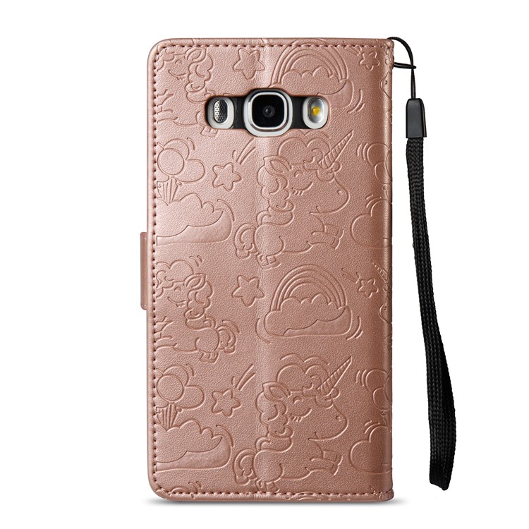 Imprint Unicorn Cloud Leather Wallet Shell with Stand for Samsung Galaxy J5 (2016) J510 - Rose Gold-8