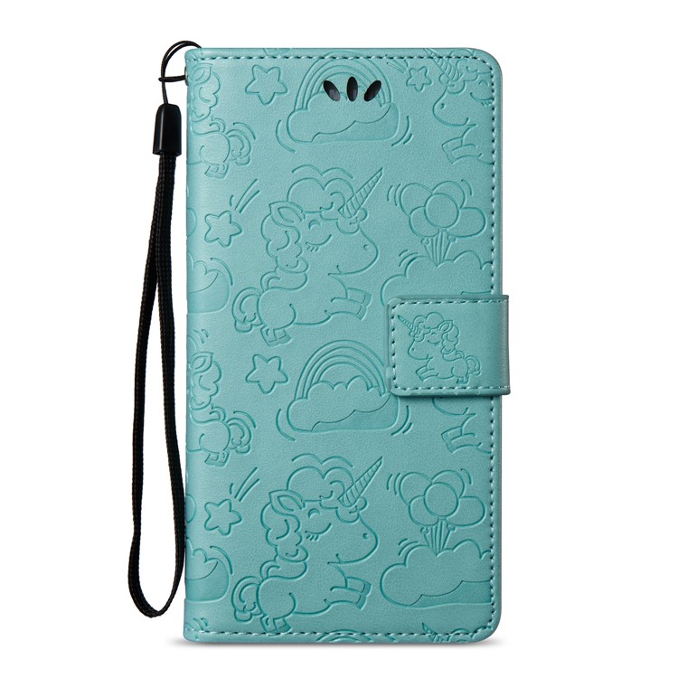 Imprint Unicorn Cloud Wallet Stand Phone Cover for Samsung Galaxy J5 (2016) J510 - Cyan-3