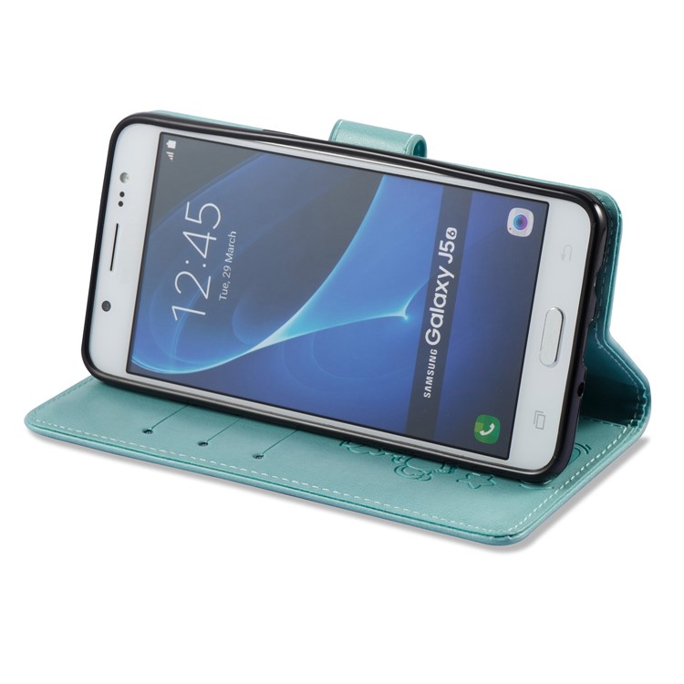 Imprint Unicorn Cloud Wallet Stand Phone Cover for Samsung Galaxy J5 (2016) J510 - Cyan-5