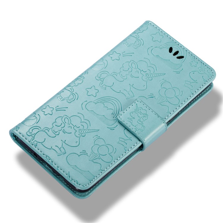 Imprint Unicorn Cloud Wallet Stand Phone Cover for Samsung Galaxy J5 (2016) J510 - Cyan-6