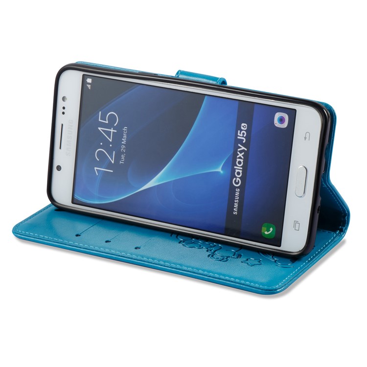 Imprint Unicorn Cloud Leather Wallet Mobile Case with Strap for Samsung Galaxy J5 (2016) J510 - Blue-5