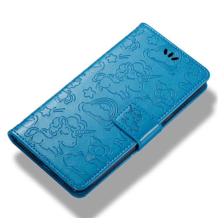 Imprint Unicorn Cloud Leather Wallet Mobile Case with Strap for Samsung Galaxy J5 (2016) J510 - Blue-6