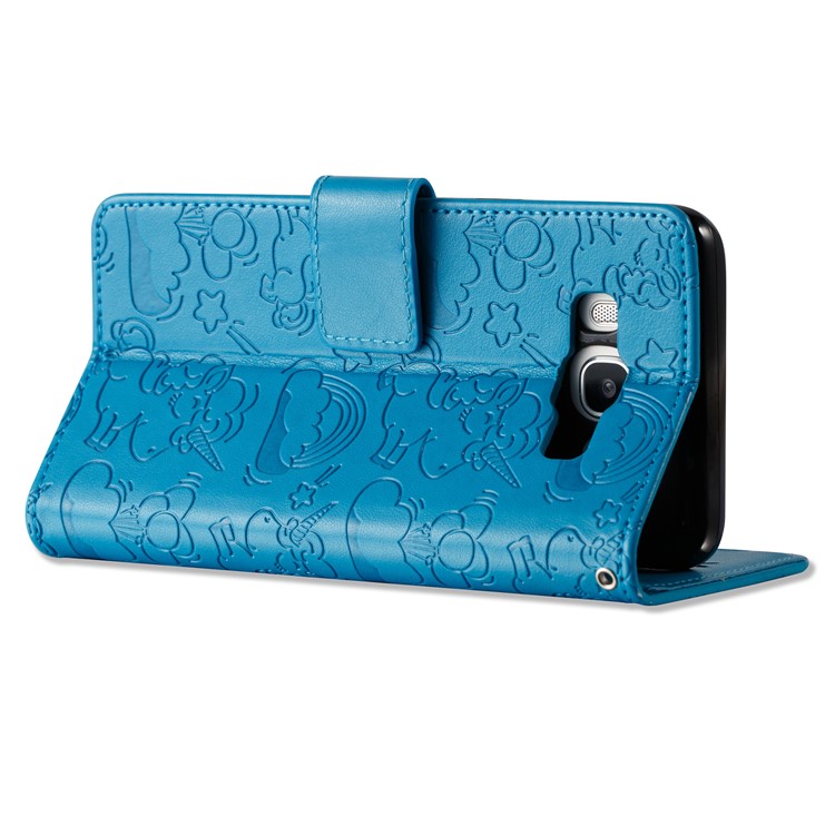 Imprint Unicorn Cloud Leather Wallet Mobile Case with Strap for Samsung Galaxy J5 (2016) J510 - Blue-7