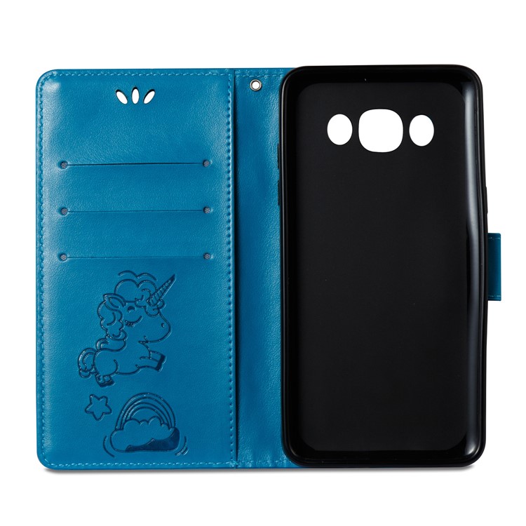 Imprint Unicorn Cloud Leather Wallet Mobile Case with Strap for Samsung Galaxy J5 (2016) J510 - Blue-8