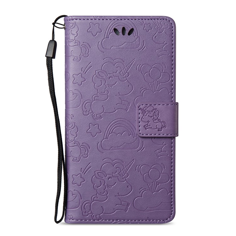 Imprint Unicorn Cloud Stand Leather Wallet Mobile Cover for Samsung Galaxy J5 (2016) J510 - Purple-3