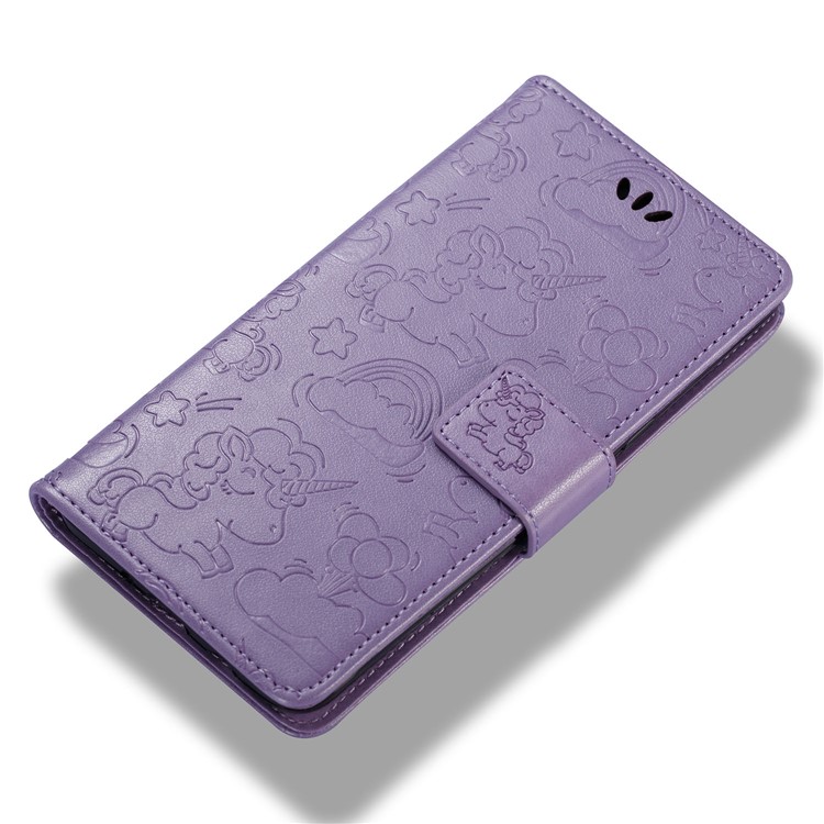 Imprint Unicorn Cloud Stand Leather Wallet Mobile Cover for Samsung Galaxy J5 (2016) J510 - Purple-6