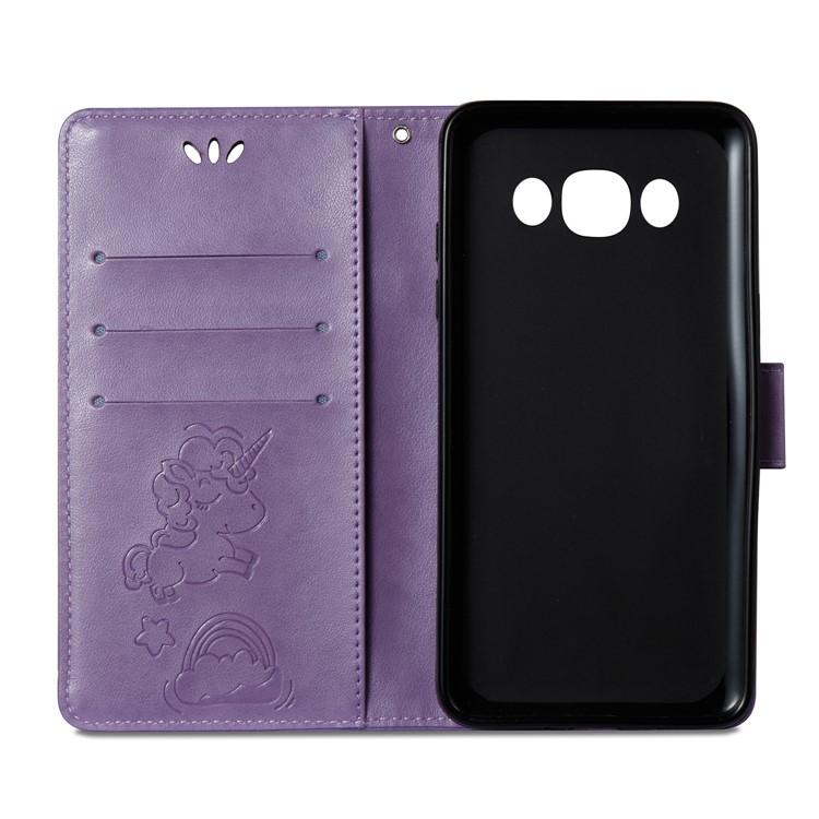 Imprint Unicorn Cloud Stand Leather Wallet Mobile Cover for Samsung Galaxy J5 (2016) J510 - Purple-8