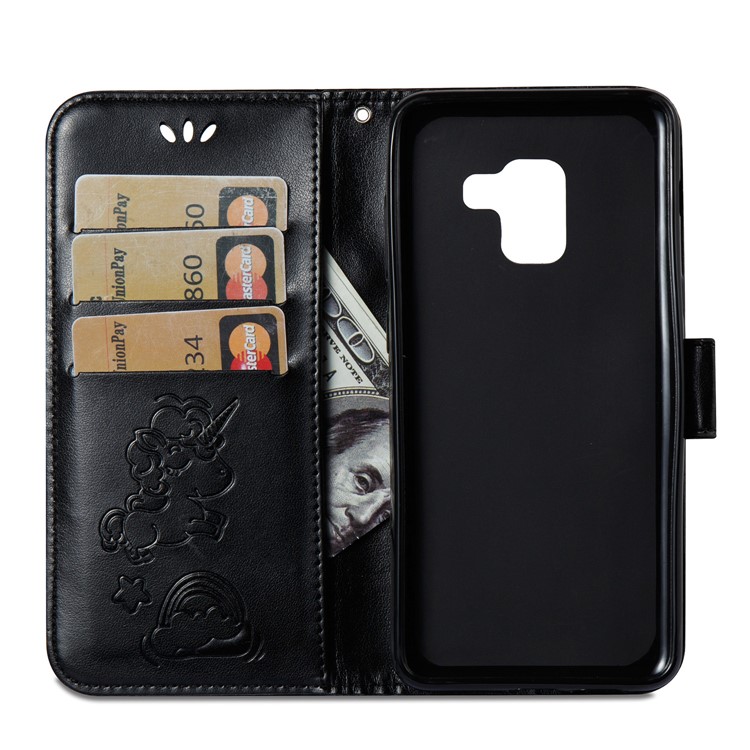 Imprinted Unicorn Pattern Leather Wallet Case for Samsung Galaxy A8 (2018) - Black-10