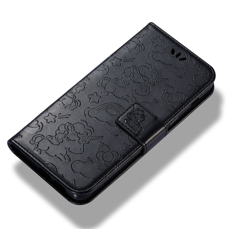 Imprinted Unicorn Pattern Leather Wallet Case for Samsung Galaxy A8 (2018) - Black-6