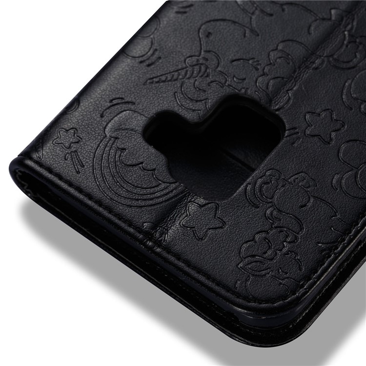 Imprinted Unicorn Pattern Leather Wallet Case for Samsung Galaxy A8 (2018) - Black-7