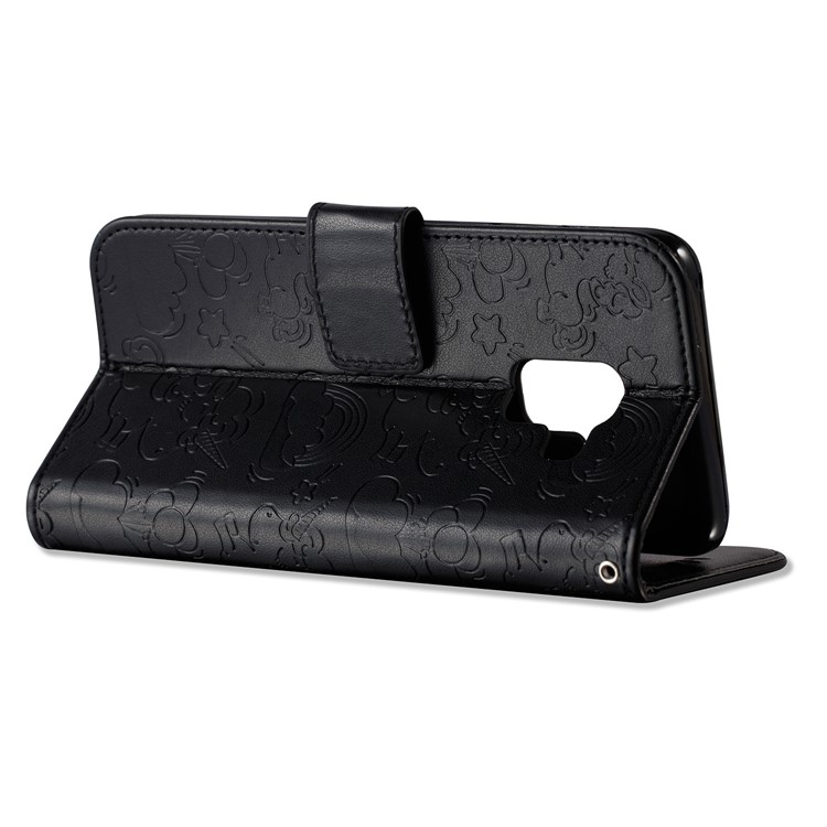 Imprinted Unicorn Pattern Leather Wallet Case for Samsung Galaxy A8 (2018) - Black-8