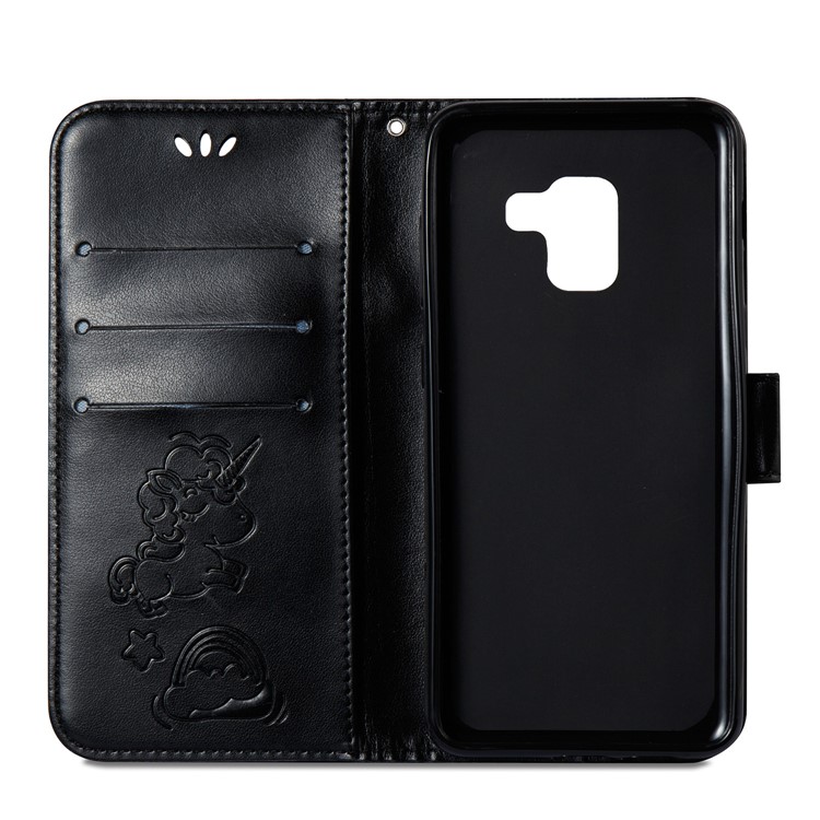 Imprinted Unicorn Pattern Leather Wallet Case for Samsung Galaxy A8 (2018) - Black-9