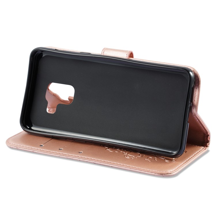 Imprinted Unicorn Pattern Magnetic Leather Wallet Case for Samsung Galaxy A8 (2018) - Rose Gold-9