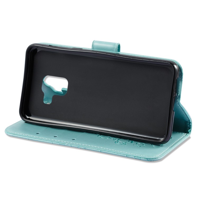 Imprinted Unicorn Pattern Wallet Leather Stand Cover for Samsung Galaxy A8 (2018) - Cyan-5